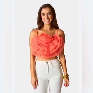 NWT BuddyLove PETAL FLOWER APPLIQUE TANK TOP - TANGERINE